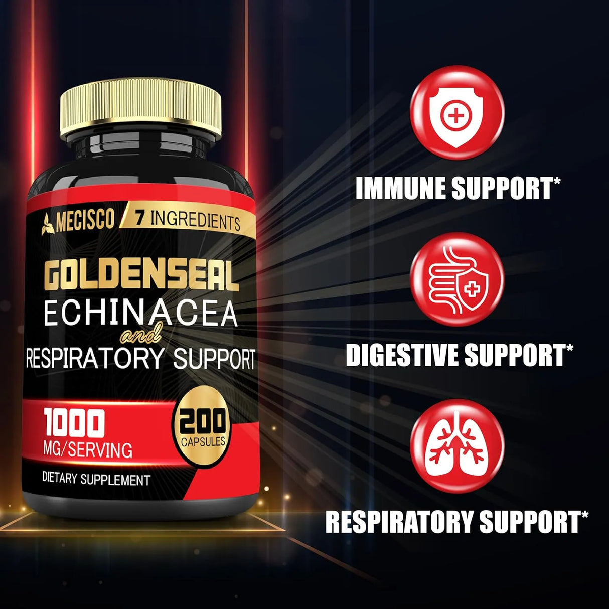 MECISCO - Mecisco Goldenseal Root Organic with Echinacea 200 Capsulas - The Red Vitamin MX - Suplementos Alimenticios - {{ shop.shopifyCountryName }}