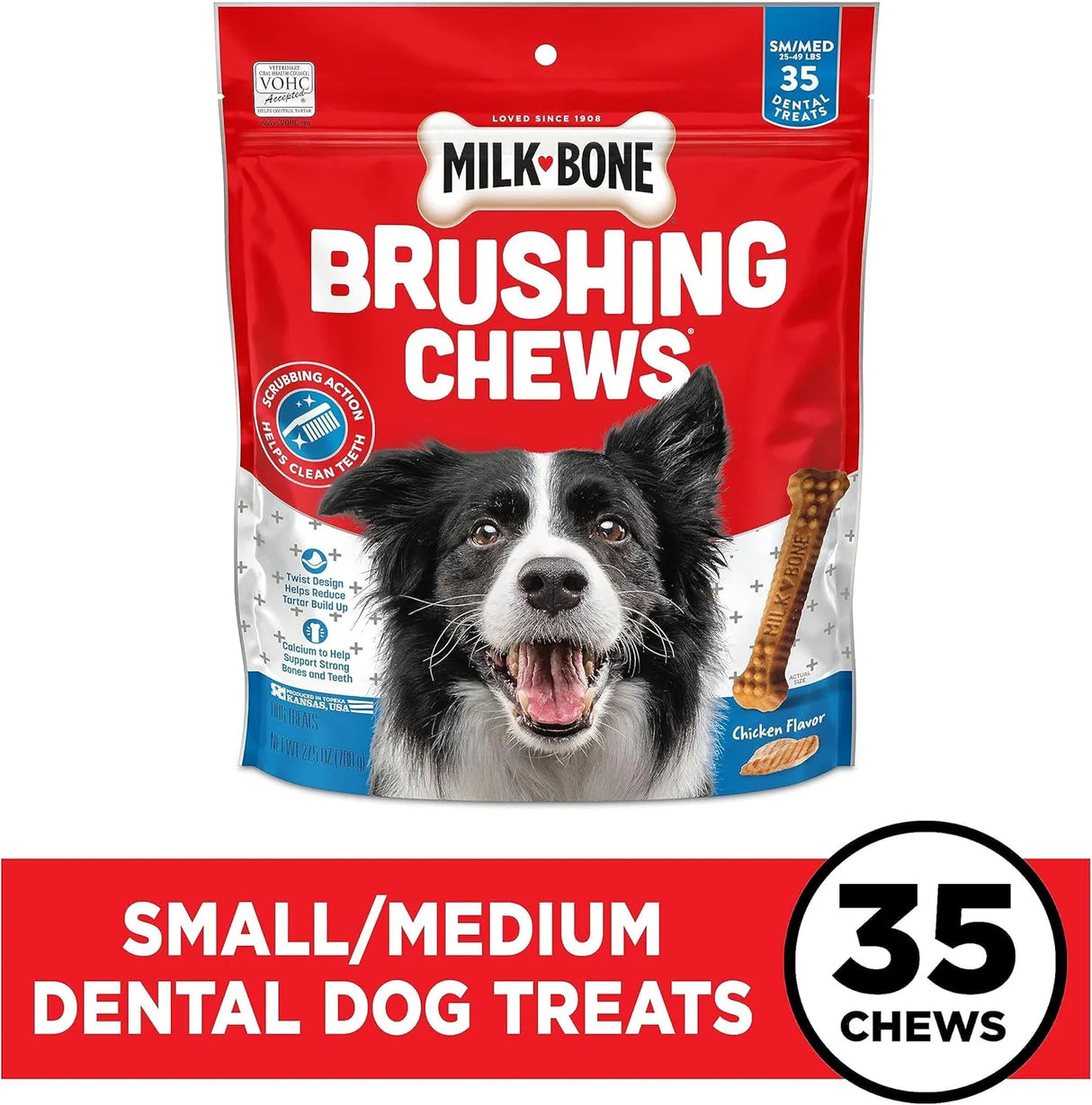 MILK BONE - Milk-Bone Original Brushing Chews Small/Medium 35 Piezas - The Red Vitamin MX - Cuidado Dental Para Perros - {{ shop.shopifyCountryName }}