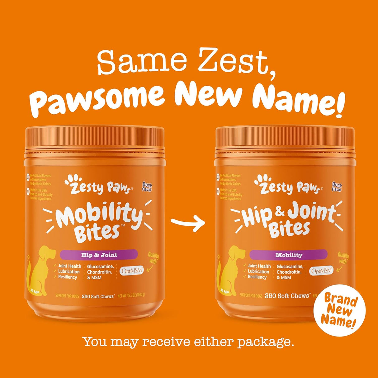 Zesty Paws Hip and Joint for Dogs Duck 250 Masticables