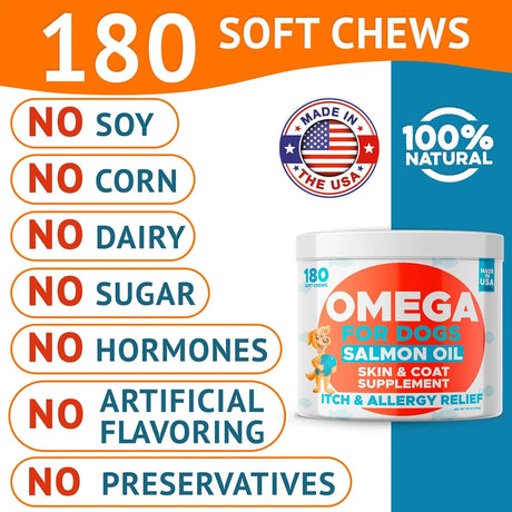 GOODGROWLIES - GOODGROWLIES Omega 3 Fish Oil for Dogs Salmon Flavor 180 Masticables - The Red Vitamin MX - Aceite De Pescado Para Perros - {{ shop.shopifyCountryName }}