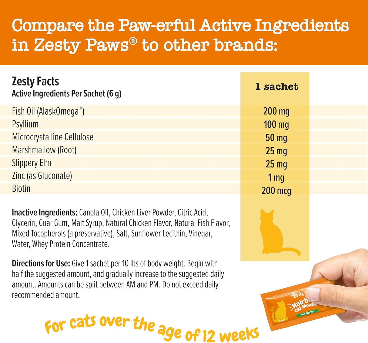 Zesty Paws Hairball Cat Mousse 14 Paquetes