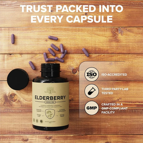 GARDEN OF HERBZ - Garden of Herbz Elderberry with Vitamin C, Zinc & Ginger 60 Capsulas - The Red Vitamin MX - Suplementos Alimenticios - {{ shop.shopifyCountryName }}