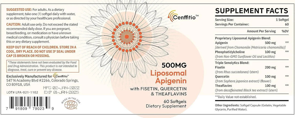 CENFFITIO - Cenffitio Liposomal Apigenin 500Mg. 60 Capsulas - The Red Vitamin MX - Suplementos Alimenticios - {{ shop.shopifyCountryName }}