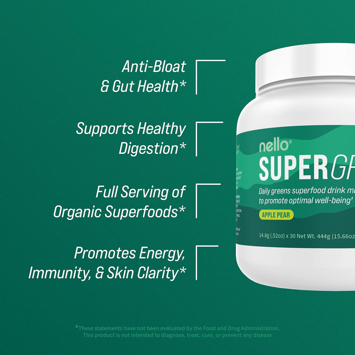 Nello Supergreens 30 Servicios Apple Pear 444Gr.