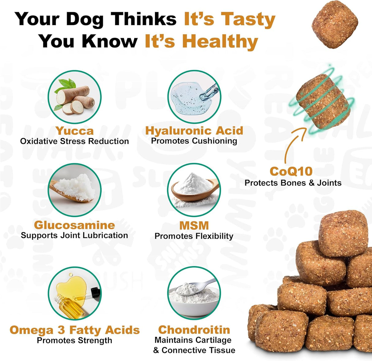 Doggie Dailies Daily Joint Care Glucosamine for Dogs Peanut Butter 225 Masticables