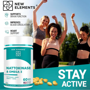 New Elements Nattokinase with Omega 3 60 Capsulas Blandas