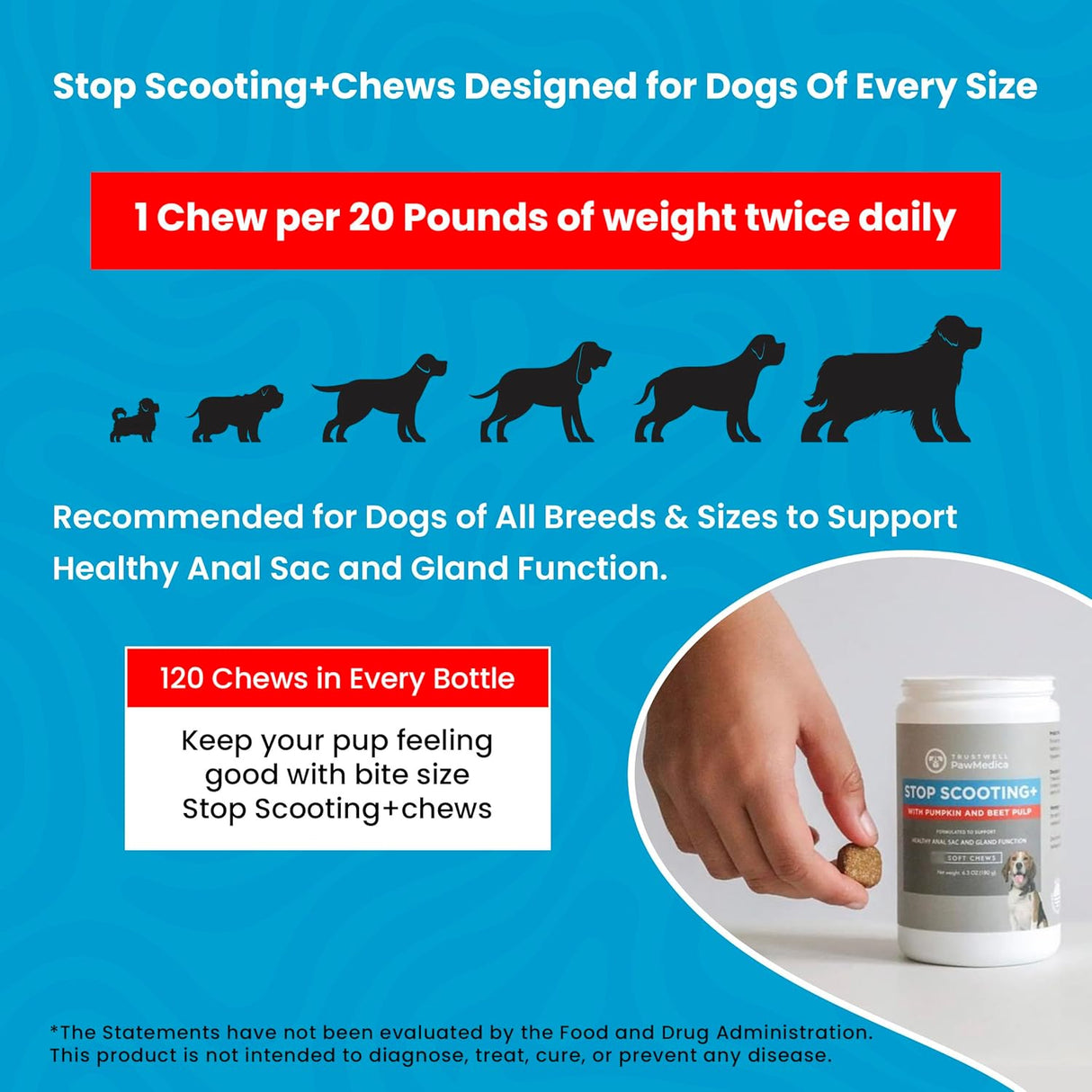 TRUSTWELL PAWMEDICA Dog Anal Gland Chews to Stop Scoot for Dogs 120 Masticables