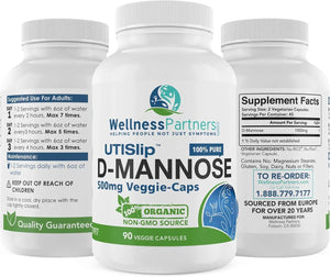 WELLNESSPARTNER - WellnessPartners UTI Slip D-Mannose 500Mg. 90 Capsulas - The Red Vitamin MX - Suplementos Alimenticios - {{ shop.shopifyCountryName }}