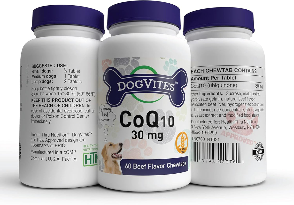 Health Thru Nutrition Dog-Vites CoQ10 for Dogs 60 Tabletas Masticables