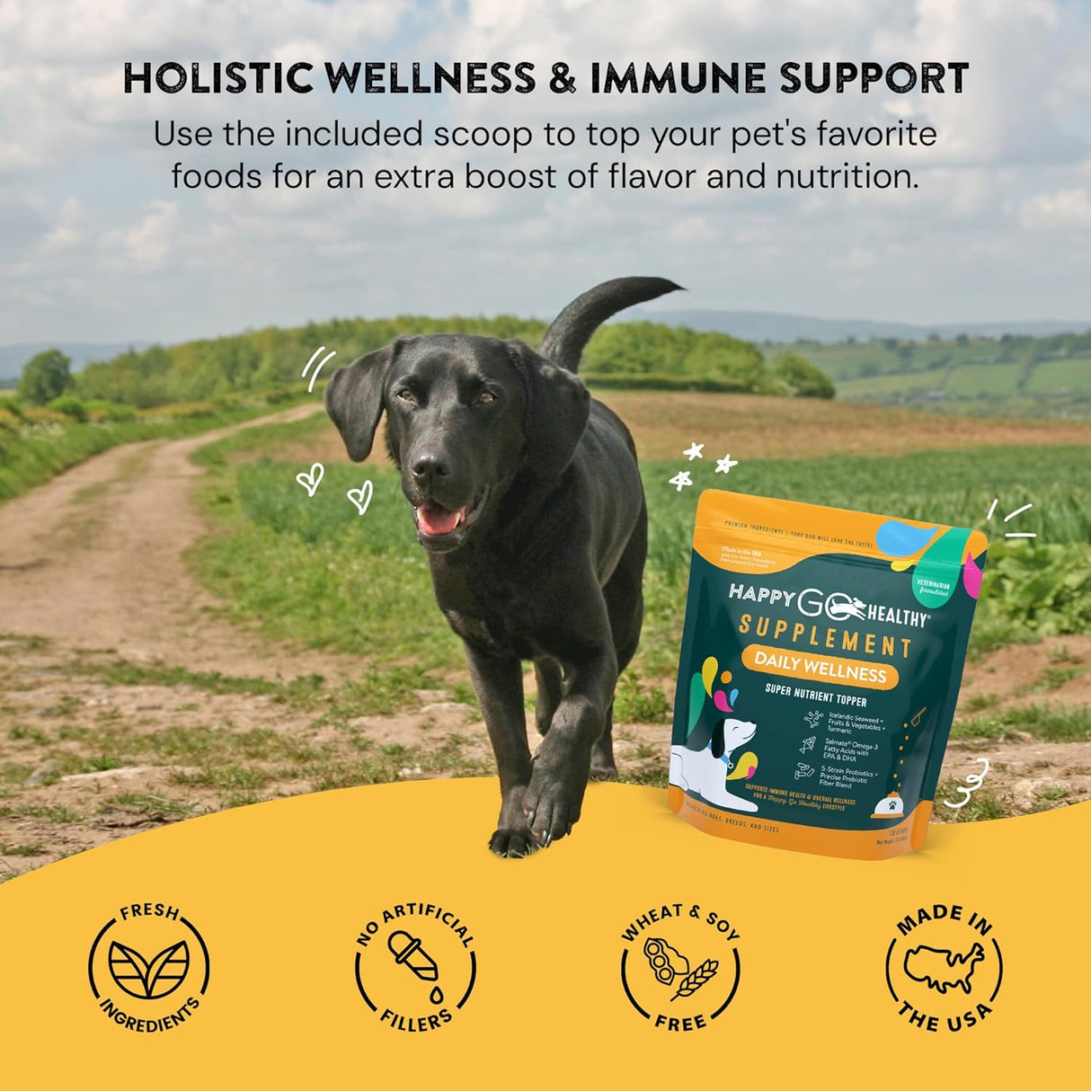 HAPPY GO HEALTHY Daily Wellness Supplements for Dogs 120 Servicios