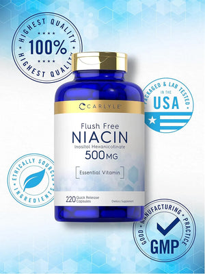 CARLYLE - Carlyle Niacin Flush Free 500Mg. 220 Capsulas - The Red Vitamin MX - Suplementos Alimenticios - {{ shop.shopifyCountryName }}