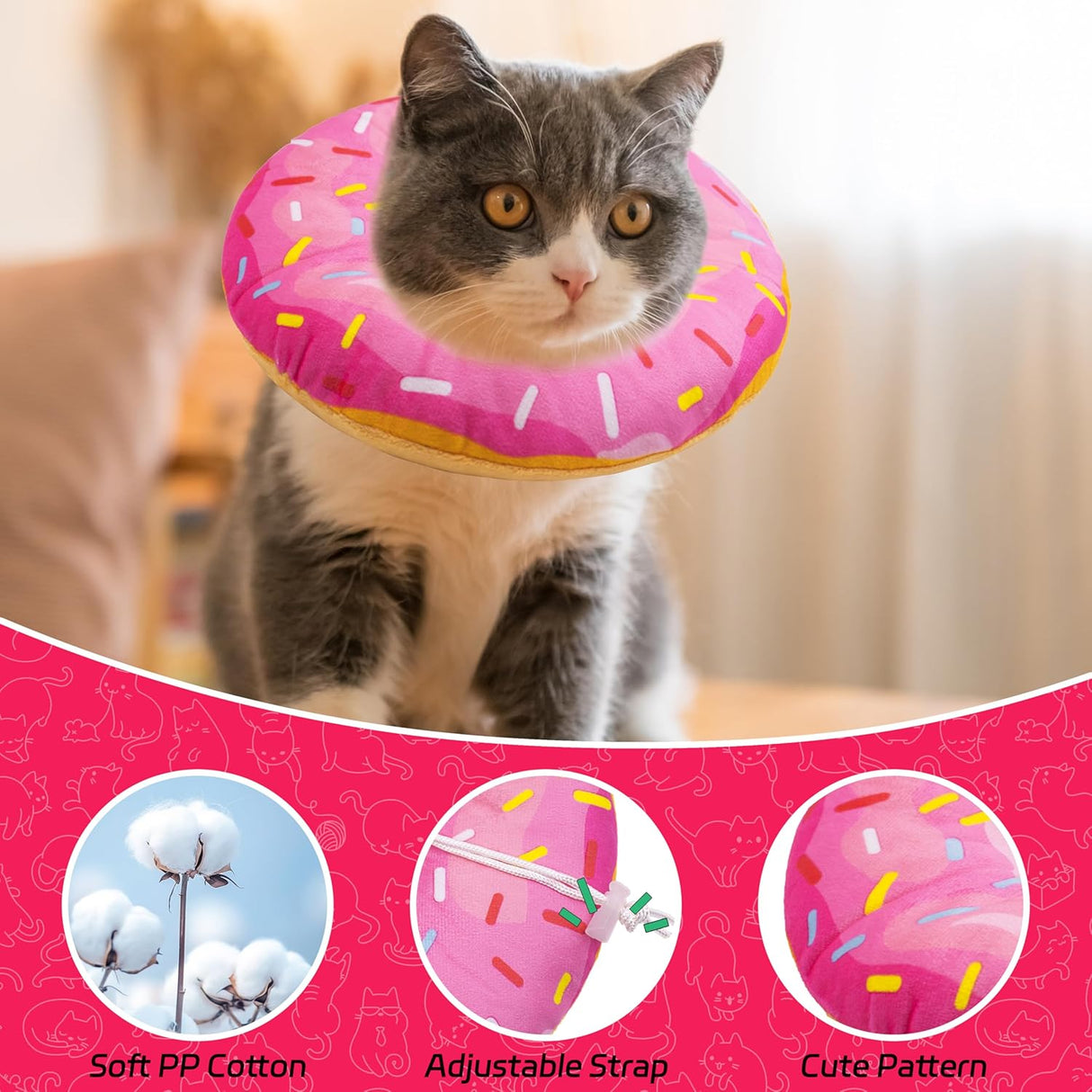 Seyezo Cat Cone Collar Soft Donut Pink Large