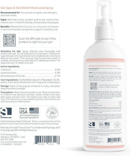 VETERINARY FORMULA - Veterinary Formula Clinical Care Hot Spot & Itch Relief Medicated Spray 8 Fl.Oz. - The Red Vitamin MX - Remedios Para La Picazón De Perros - {{ shop.shopifyCountryName }}