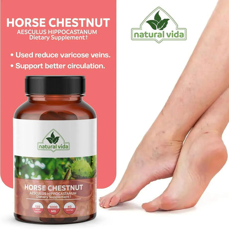 NATURAL VIDA - Natural Vida Horse Chestnut Extract 1000Mg. 120 Capsulas 2 Pack - The Red Vitamin MX - Suplementos Alimenticios - {{ shop.shopifyCountryName }}