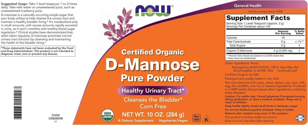 NOW SUPPLEMENTS - NOW Supplements D-Mannose Powder 284Gr. - The Red Vitamin MX - Suplementos Alimenticios - {{ shop.shopifyCountryName }}