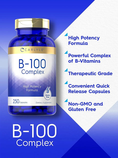 CARLYLE - Carlyle B-100 Complex 250 Capsulas - The Red Vitamin MX - Suplementos Alimenticios - {{ shop.shopifyCountryName }}