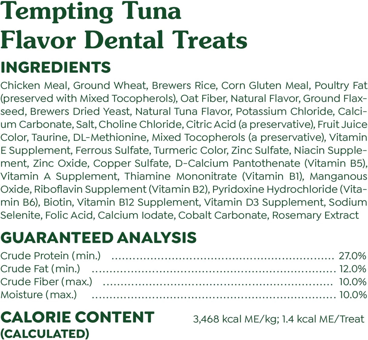 Greenies Feline Adult Dental Cat Treats Tempting Tuna Flavor 595Gr.