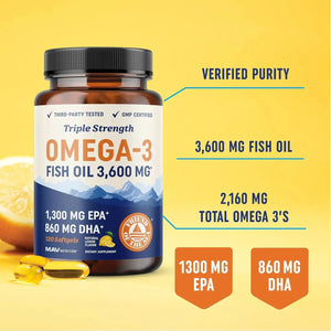 MAV NUTRITION - MAV Nutrition Triple Strength Omega 3 Fish Oil 3600Mg. 120 Capsulas Blandas - The Red Vitamin MX - Suplementos Alimenticios - {{ shop.shopifyCountryName }}