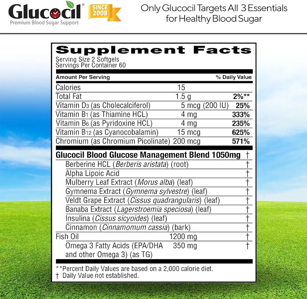 GLUCOCIL - Glucocil Premium Blood Sugar Support 120 Capsulas Blandas - The Red Vitamin MX - Suplementos Alimenticios - {{ shop.shopifyCountryName }}