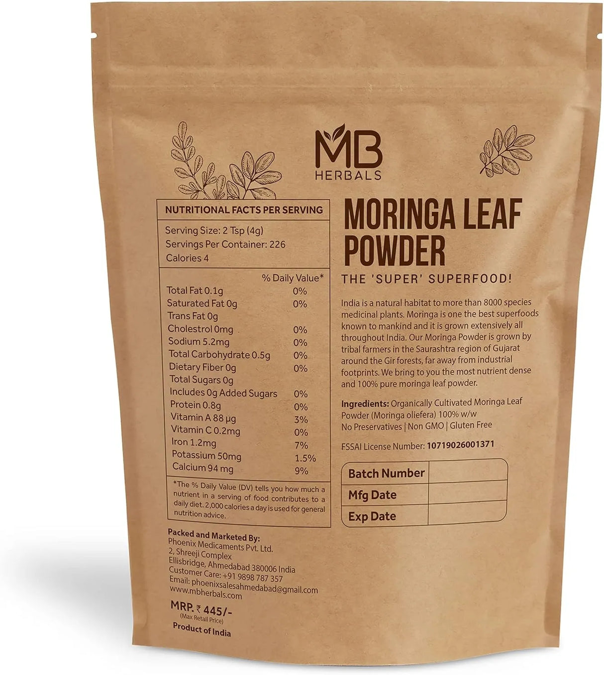 MB HERBALS - MB Herbals Moringa Leaf Powder 454Gr. - The Red Vitamin MX - Suplementos Alimenticios - {{ shop.shopifyCountryName }}