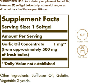 Solgar Garlic Oil Perles 250 Capsulas Blandas - The Red Vitamin MX - Suplementos Alimenticios - SOLGAR