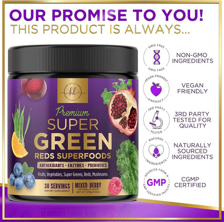 HELLO LOVELY! - Hello Lovely! Greens Superfood Powder 30 Servicios Mixed Berry 270Gr. - The Red Vitamin MX - Suplementos Alimenticios - {{ shop.shopifyCountryName }}