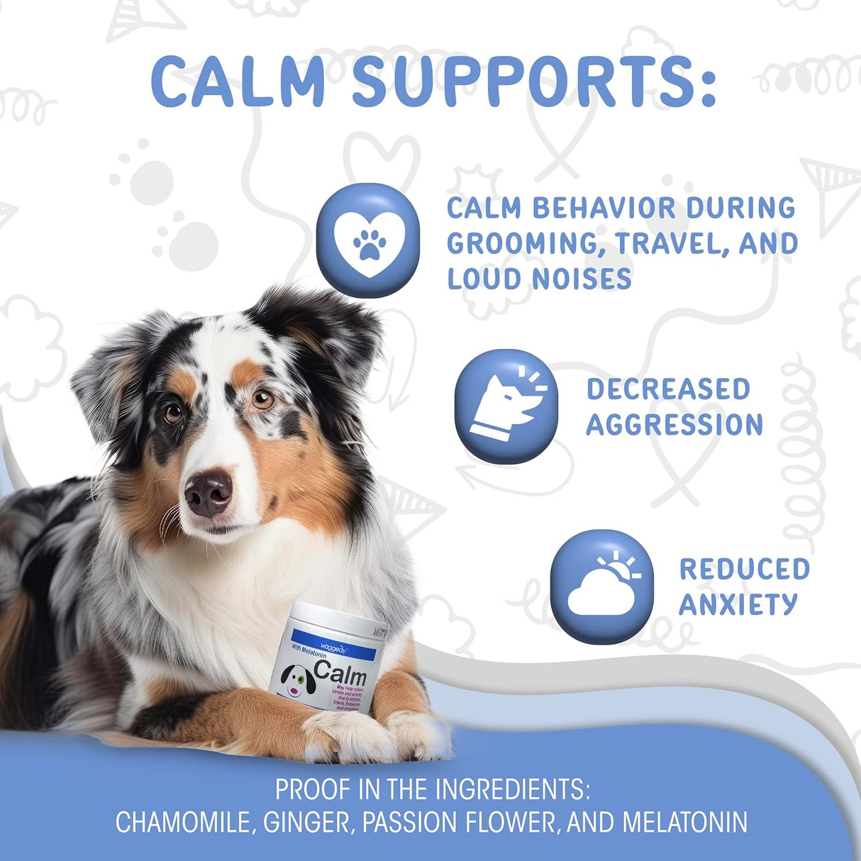 waggedy Calm with Melatonin 60 Masticables