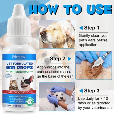 OIMMAL - OIMMAL Cat & Dog Ear Infection Treatment Drops 60Ml. - The Red Vitamin MX - Cuidado Del Oído De Perros - {{ shop.shopifyCountryName }}