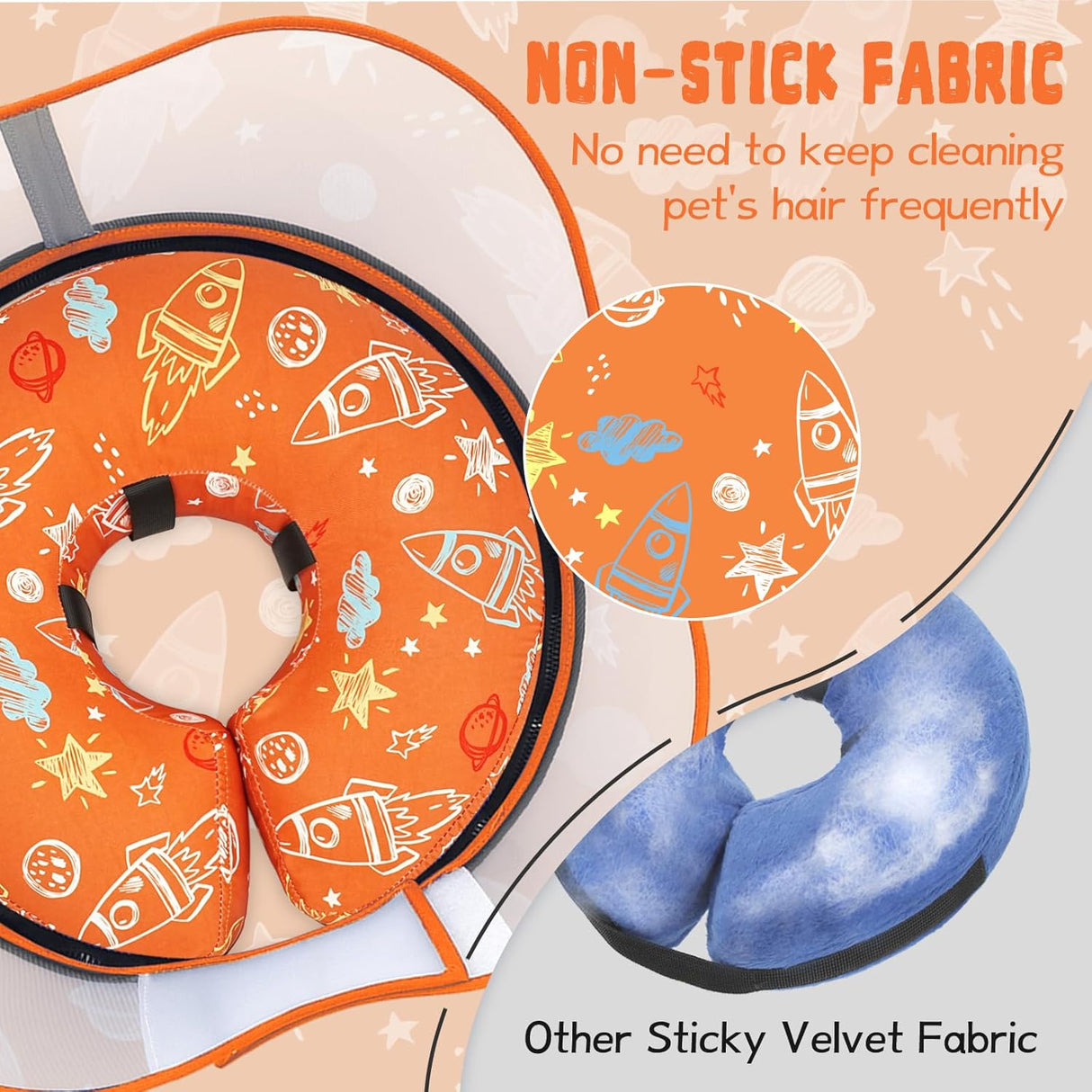Toptakeit Elevated Inflatable Dog Cone Collar ORANGE XLARGE