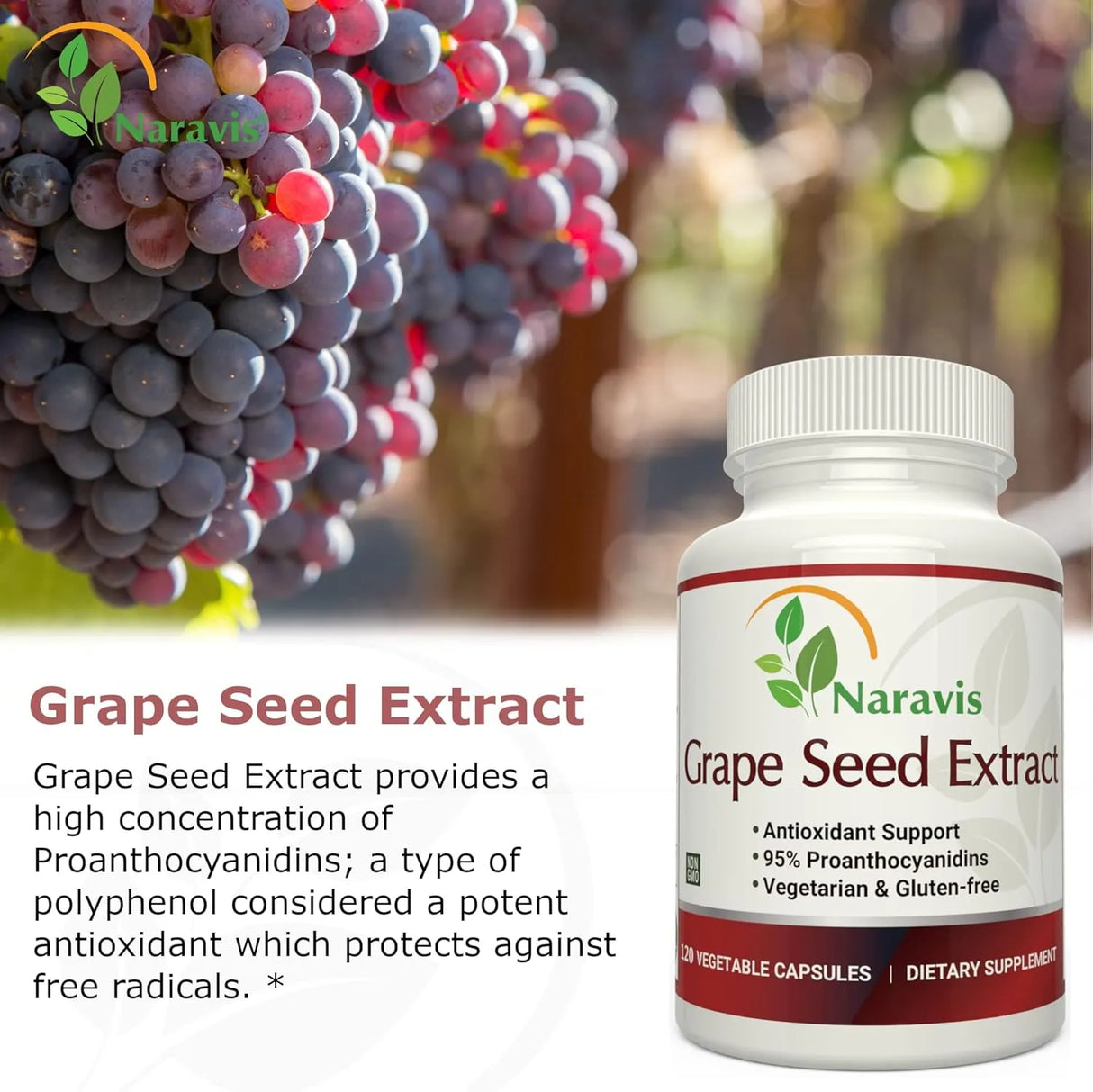 NARAVIS - Naravis Grape Seed Extract 400Mg. 120 Capsulas - The Red Vitamin MX - Suplementos Alimenticios - {{ shop.shopifyCountryName }}