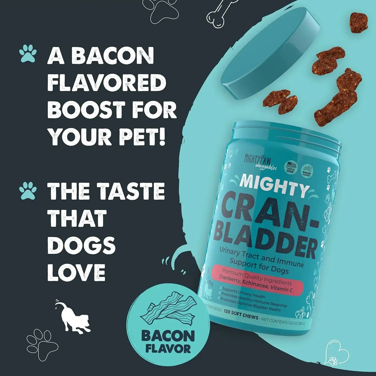 MIGHTY PAW - Mighty Paw Waggables Cran-Bladder 120 Masticables 2 Pack - The Red Vitamin MX - Salud De Tracto Urinario Para Perros - {{ shop.shopifyCountryName }}