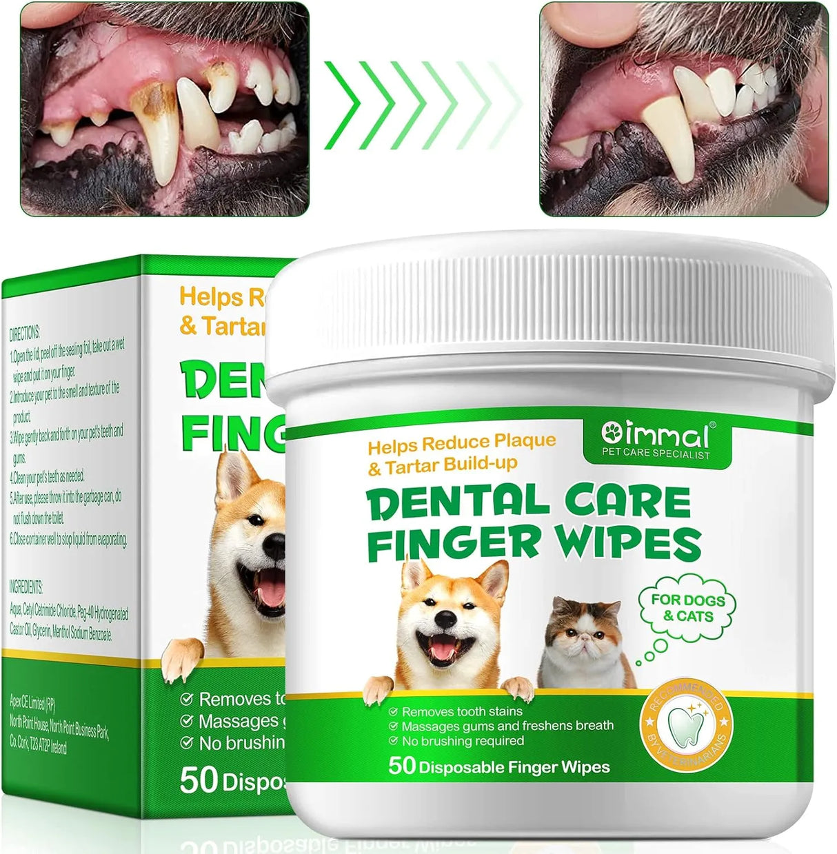 OIMMAL - OIMMAL Teeth Cleaning Wipes for Dogs & Cats 50 Toallitas - The Red Vitamin MX - Cuidado Dental Para Perros - {{ shop.shopifyCountryName }}