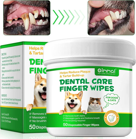 OIMMAL - OIMMAL Teeth Cleaning Wipes for Dogs & Cats 50 Toallitas - The Red Vitamin MX - Cuidado Dental Para Perros - {{ shop.shopifyCountryName }}
