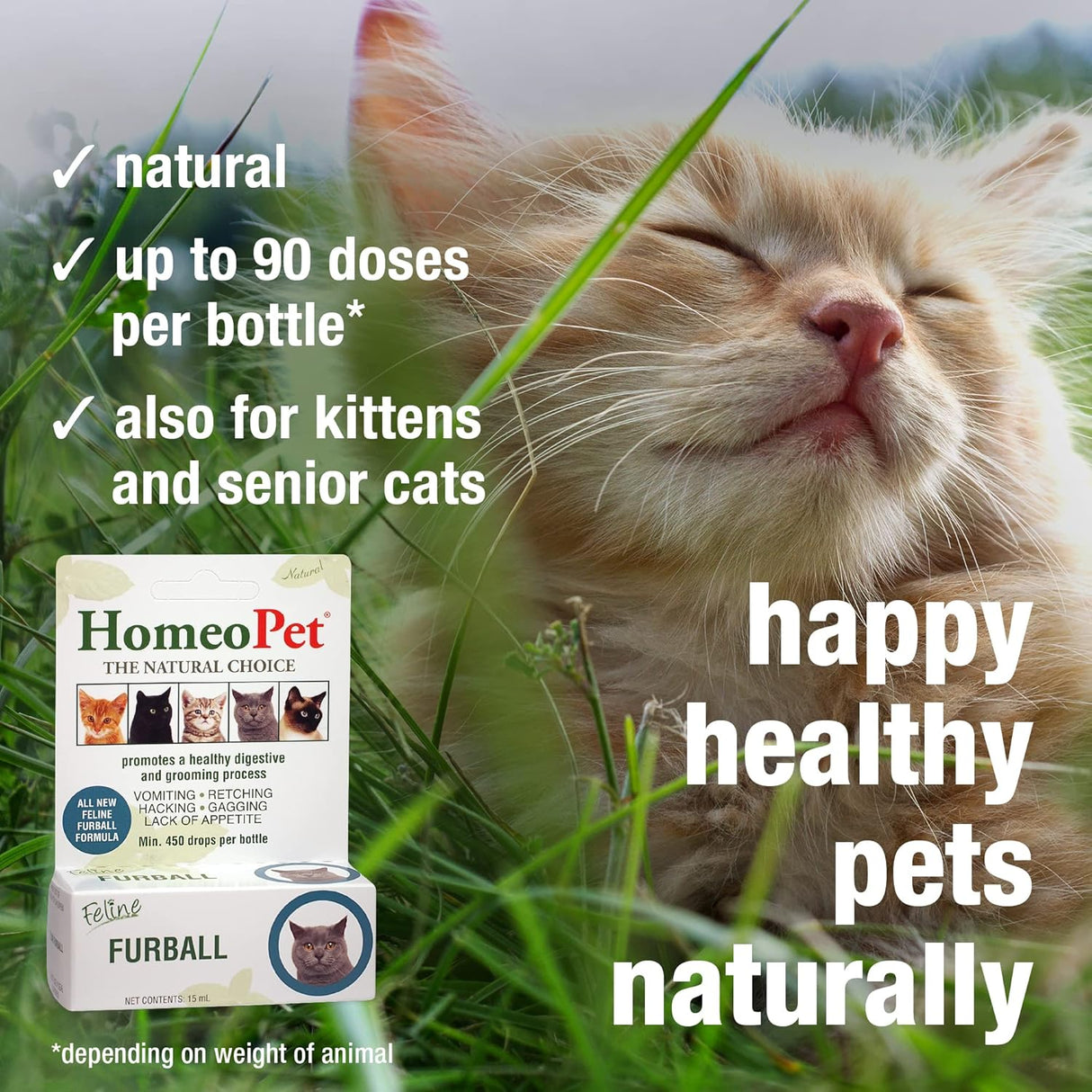 HomeoPet Feline Furball Natural Pet Medicine 15Ml.