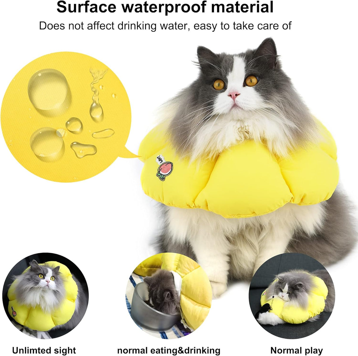 H HIDREAM Cat Cone Collar Yellow Flower Medium