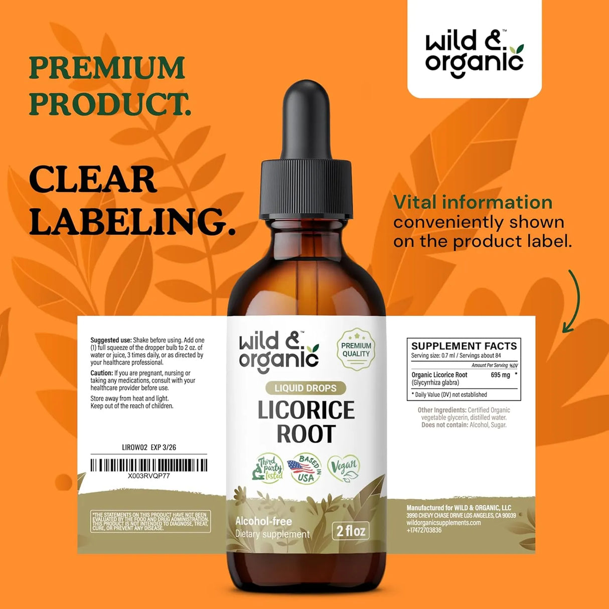 WILD & ORGANIC - Wild & Organic Licorice Root Tincture 2 Fl.Oz. - The Red Vitamin MX - Suplementos Alimenticios - {{ shop.shopifyCountryName }}