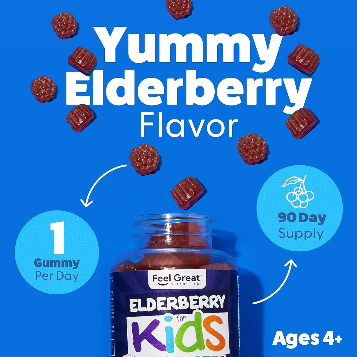 FEEL GREAT - Feel Great Kids Elderberry Gummies with Zinc and Vitamin C 90 Gomitas - The Red Vitamin MX - Suplementos Alimenticios - {{ shop.shopifyCountryName }}