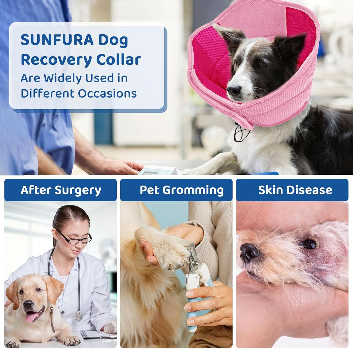 SUNFURA Dog Cone PINK LARGE