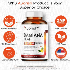 AYORISH - Ayorish Damiana Leaf 12:1 Extract 120 Capsulas - The Red Vitamin MX - Suplementos Alimenticios - {{ shop.shopifyCountryName }}