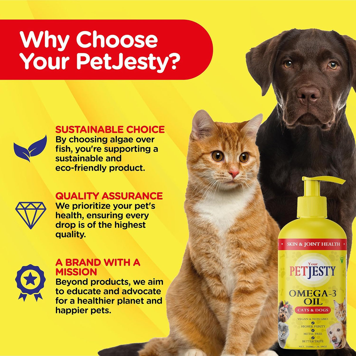PetJesty Pure Omega 3 Oil for Dogs & Cats 750Ml.