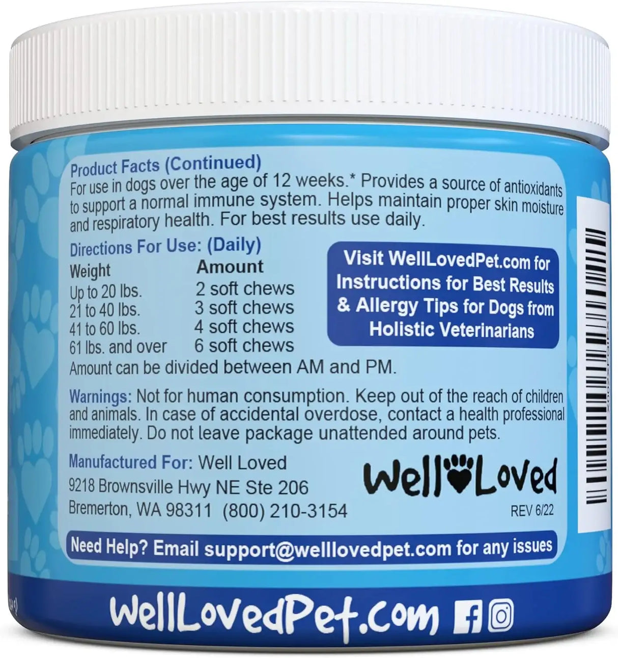 WELL LOVED - Well Loved Dog Allergy Chews 120 Masticables - The Red Vitamin MX - Remedios Para La Picazón De Perros - {{ shop.shopifyCountryName }}