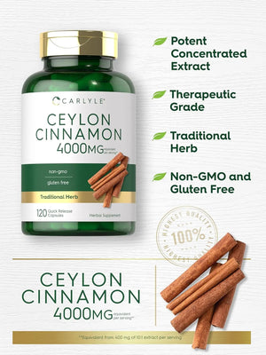 CARLYLE - Carlyle Ceylon Cinnamon 4000Mg. 120 Capsulas - The Red Vitamin MX - Suplementos Alimenticios - {{ shop.shopifyCountryName }}