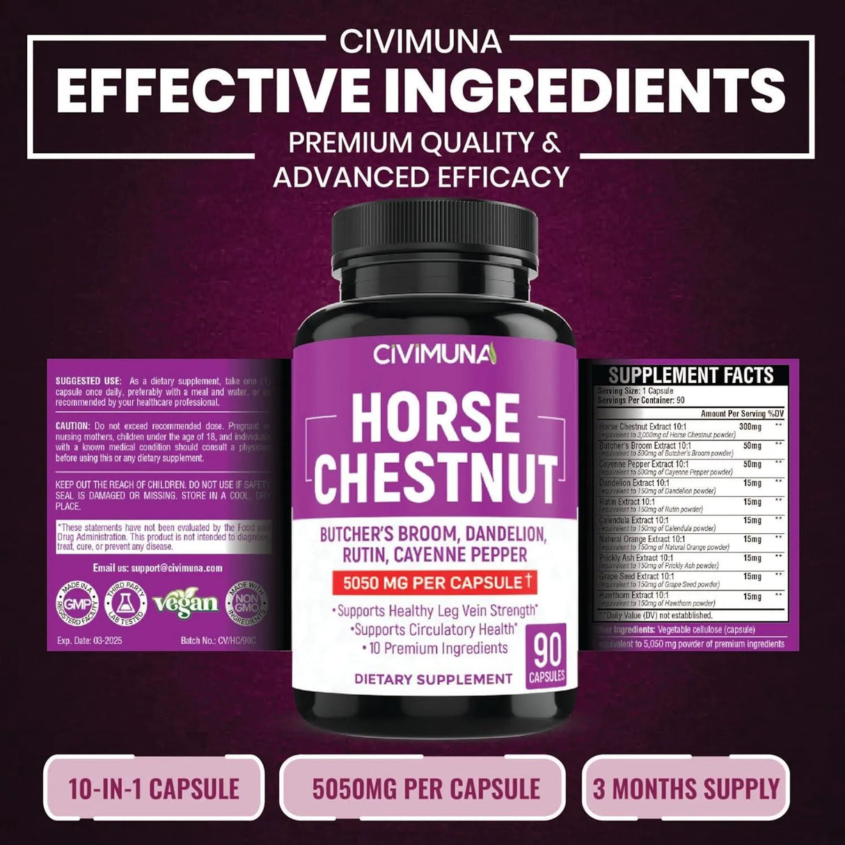 CIVIMUNA - CIVIMUNA Horse Chestnut 5050Mg. 90 Capsulas - The Red Vitamin MX - Suplementos Alimenticios - {{ shop.shopifyCountryName }}