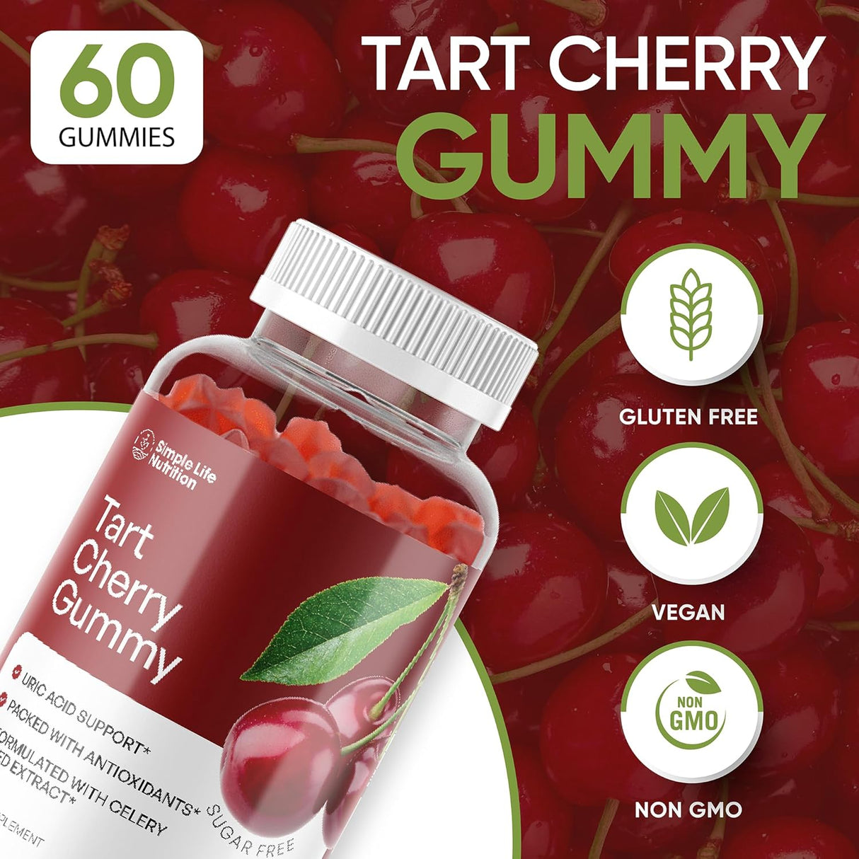 Simple Life Nutrition Tart Cherry Extract Gummies 60 Gomitas