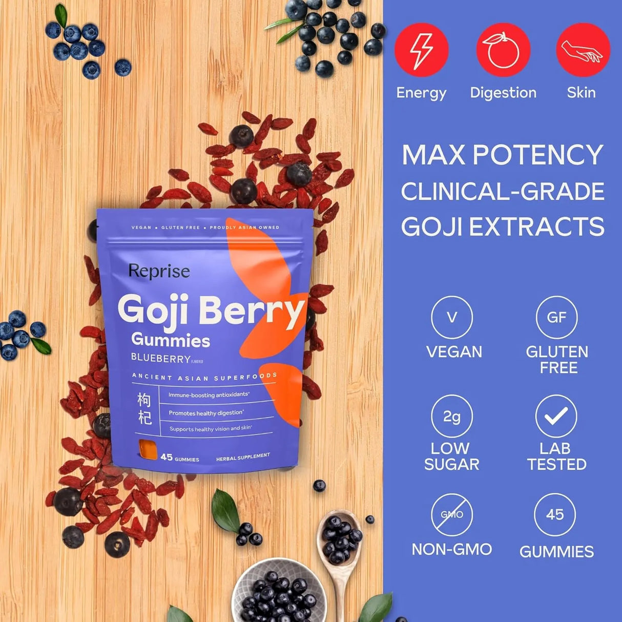 REPRISE - Reprise Goji Berry Superfood Gummies 45 Gomitas - The Red Vitamin MX - Suplementos Alimenticios - {{ shop.shopifyCountryName }}