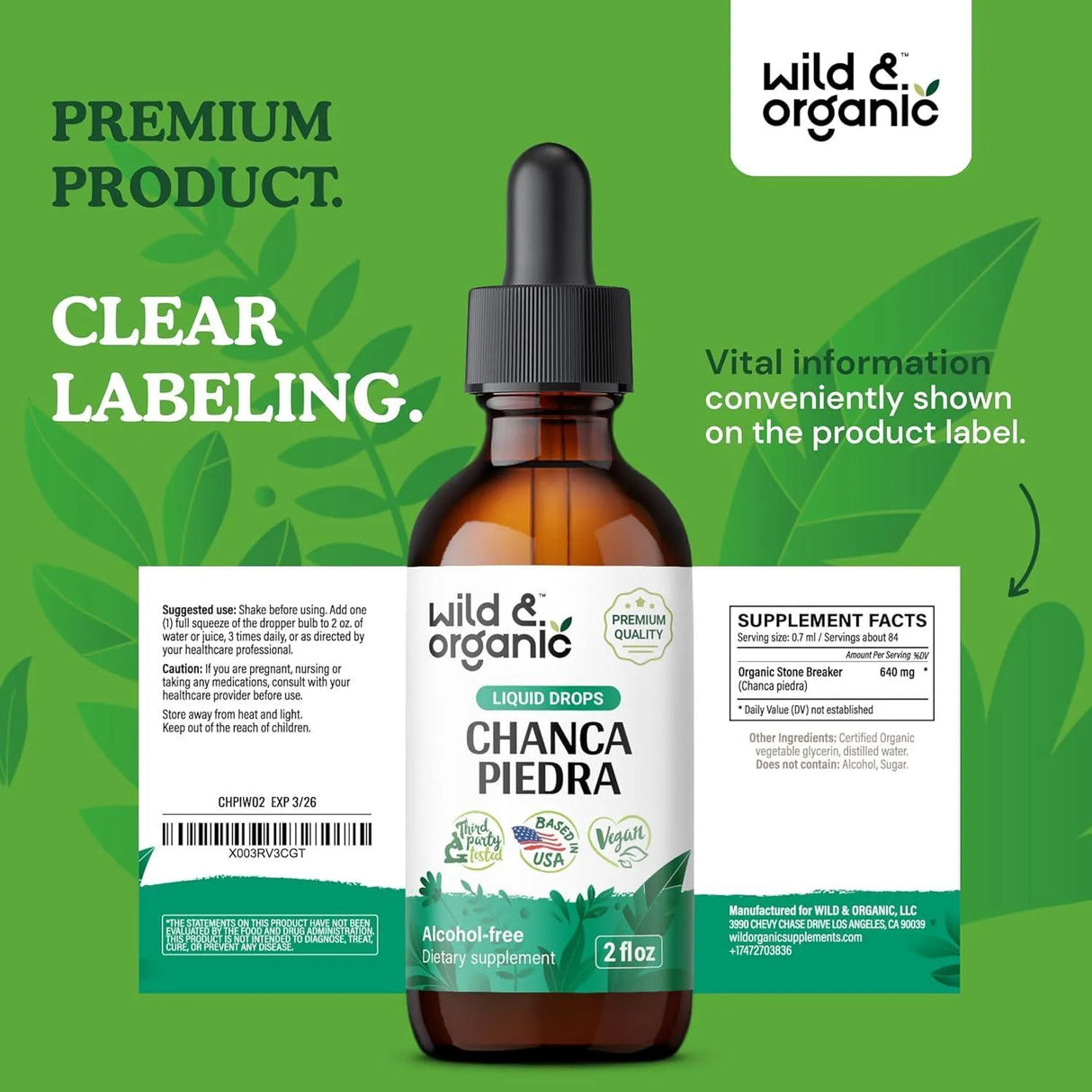 WILD & ORGANIC - Wild & Organic Stone Breaker Chanca Piedra Liquid Extract 2 Fl.Oz. - The Red Vitamin MX - Suplementos Alimenticios - {{ shop.shopifyCountryName }}