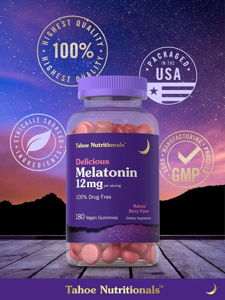 TAHOE NUTRITIONALS - Tahoe Nutritionals Melatonin Gummies 12Mg. 180 Gomitas - The Red Vitamin MX - Suplementos Alimenticios - {{ shop.shopifyCountryName }}