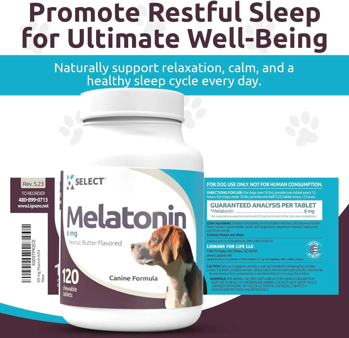 K9 SELECT - K9 Select Melatonin for Dogs Peanut Butter 6Mg. 120 Tabletas Masticables - The Red Vitamin MX - Relajantes Para Perros - {{ shop.shopifyCountryName }}