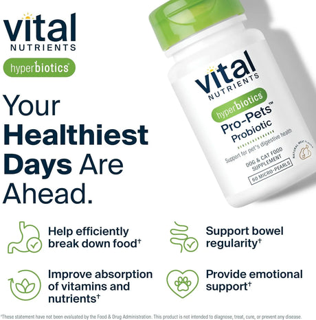 VITAL NUTRIENTS - Vital Nutrients Pro Pets Probiotics for Dogs and Cats 60 Tabletas - The Red Vitamin MX - Probióticos Para Perros - {{ shop.shopifyCountryName }}