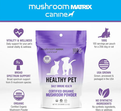 OM - Om Mushroom Matrix Healthy Pet Mushroom Supplement 100Gr. - The Red Vitamin MX - Suplementos Herbales Para Perros - {{ shop.shopifyCountryName }}